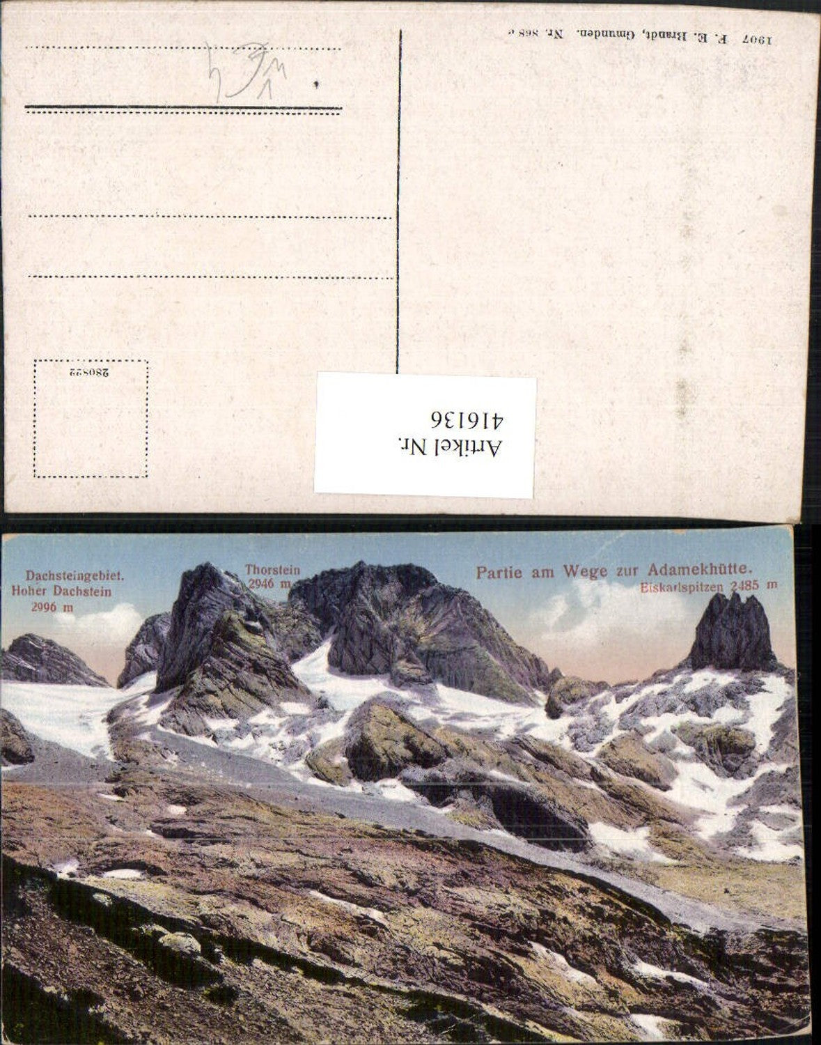 416136,Am Weg zur Adamekhütte b. Gosau Bergkulisse pub F. E. Brandt 868c