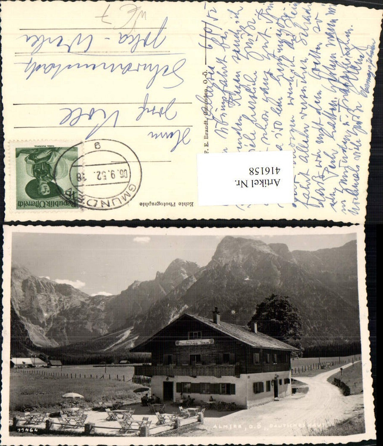 416158,Almsee b. Grünau Alpengasthof Deutsches Haus Bergkulisse pub F. E. Brandt 11464
