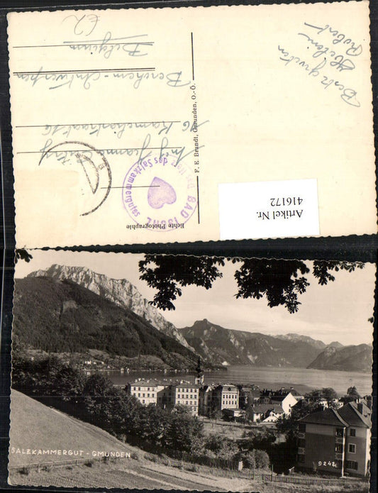 416172,Gmunden Teilansicht Bergkulisse