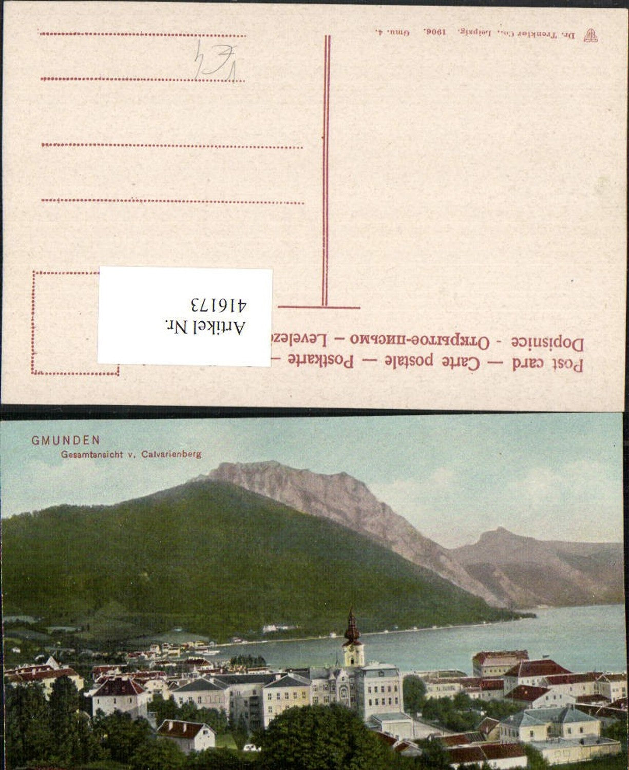 416173,Gmunden Totale vom Calvarienberg Bergkulisse pub Trenkler Co