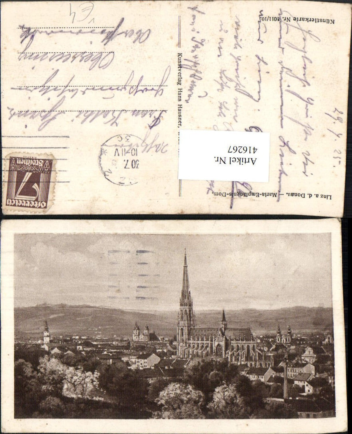 416267,Linz an d. Donau Teilansicht m. Maria-Empfängnis-Dom Kirche pub Hans Hausner 8011/10