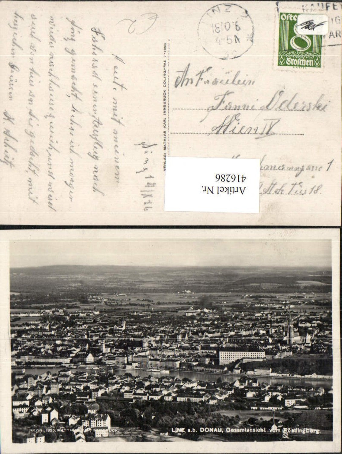 416286,Linz an d. Donau Totale vom Pöstlingberg