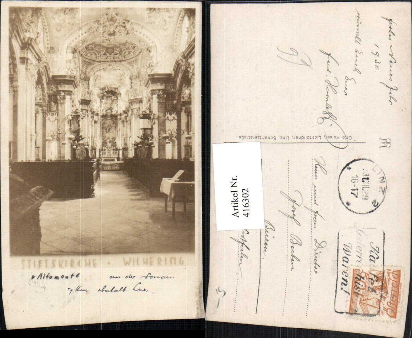 416302,Wilhering Stiftskirche Kirche Innenansicht