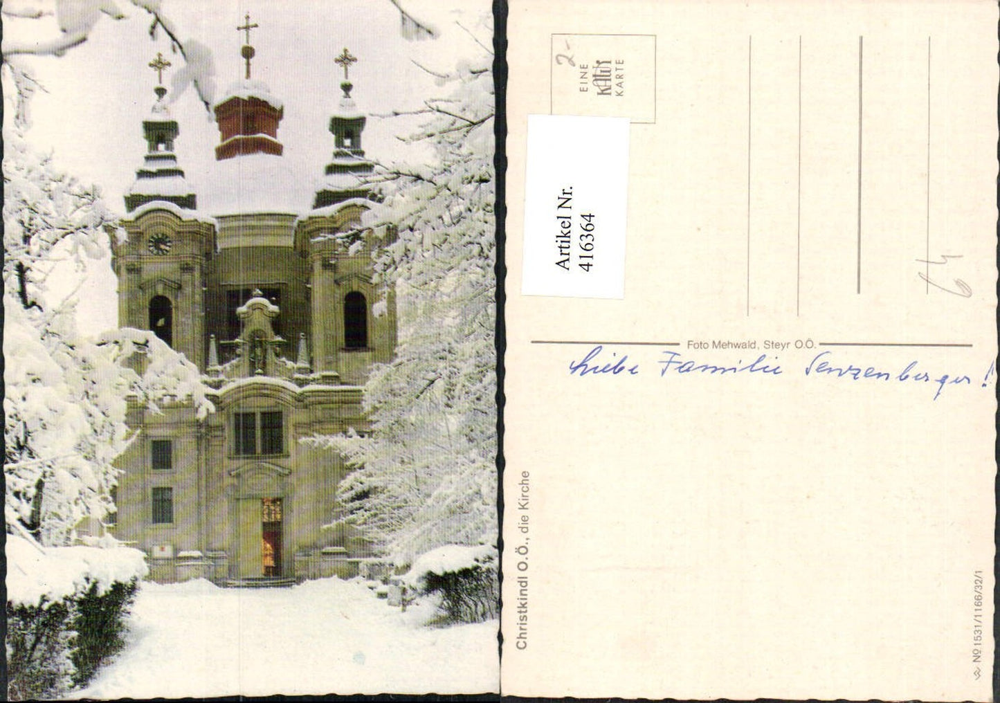 416364,Steyr an d. Enns Christkindl Kirche Winterbild