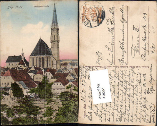 416365,Steyr an d. Enns Teilansicht m. Stadtpfarrkirche Kirche