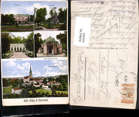 416393,Bad Hall Totale Kurhaus Kurpark Trinkhalle Quellen-Tempel Mehrbildkarte