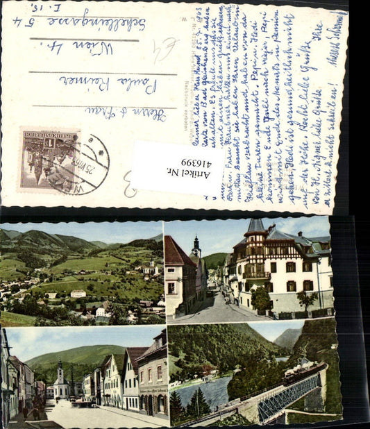 416399,Weyer an d. Enns Totale Hotel zur Post Marktplatz Brücke Mehrbildkarte