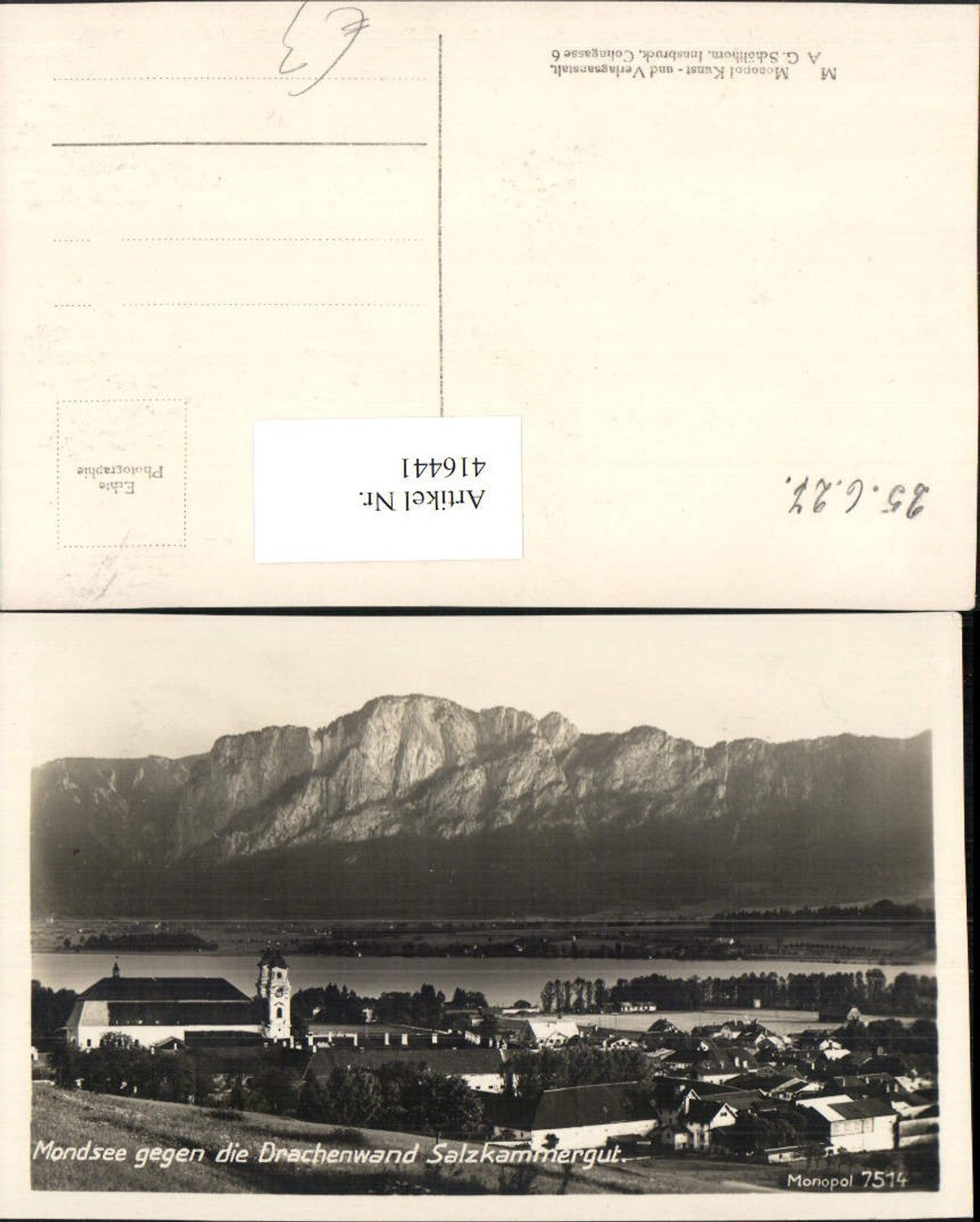 416441,Mondsee Teilansicht geg. Drachenwand Bergkulisse