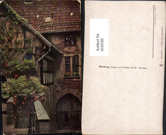 416520, Artist AK S. Sommer Eisenach Wartburg Forecourt and Gate