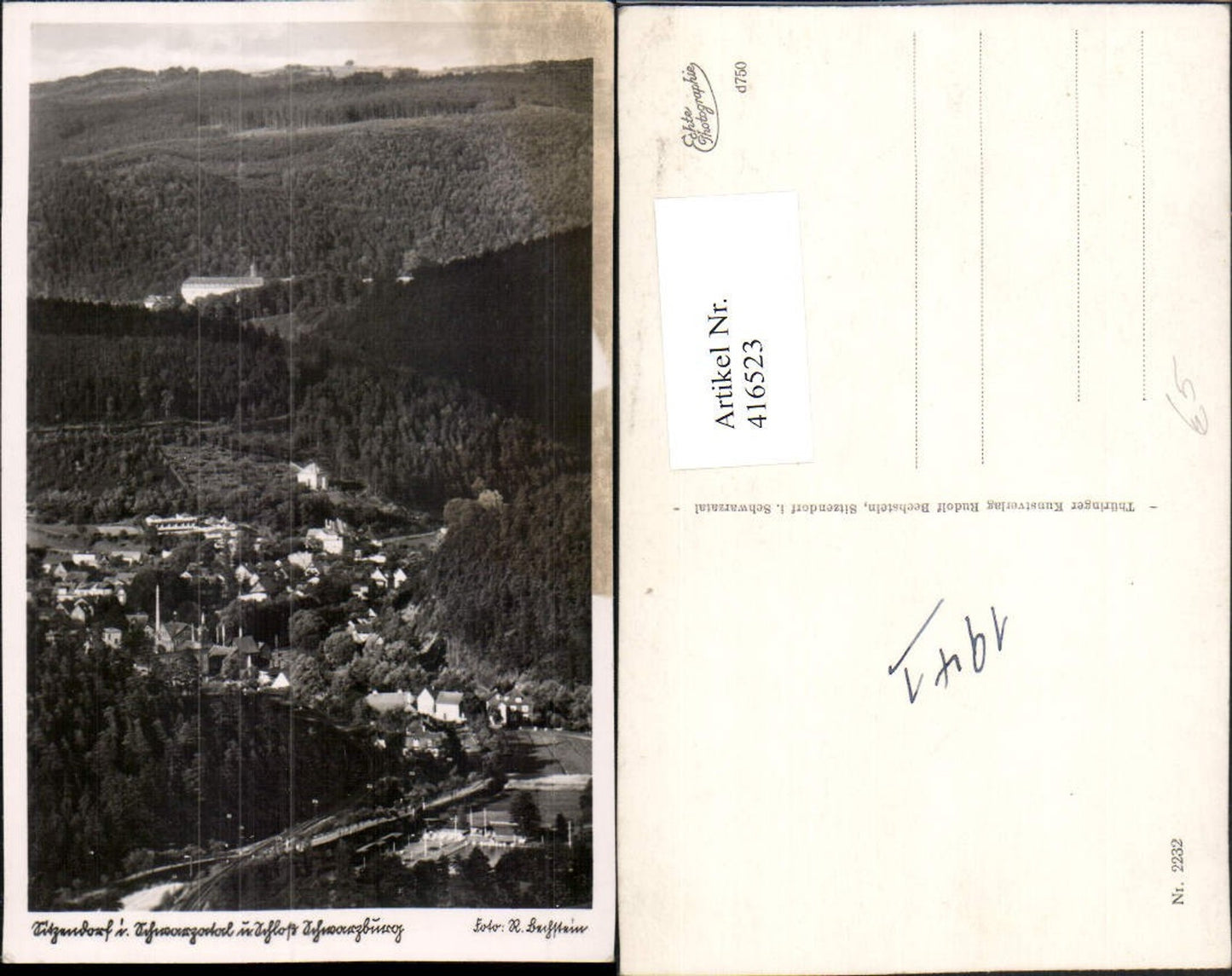 416523,Sitzendorf im Schwarzatal Totale m. Schloss Schwarzburg