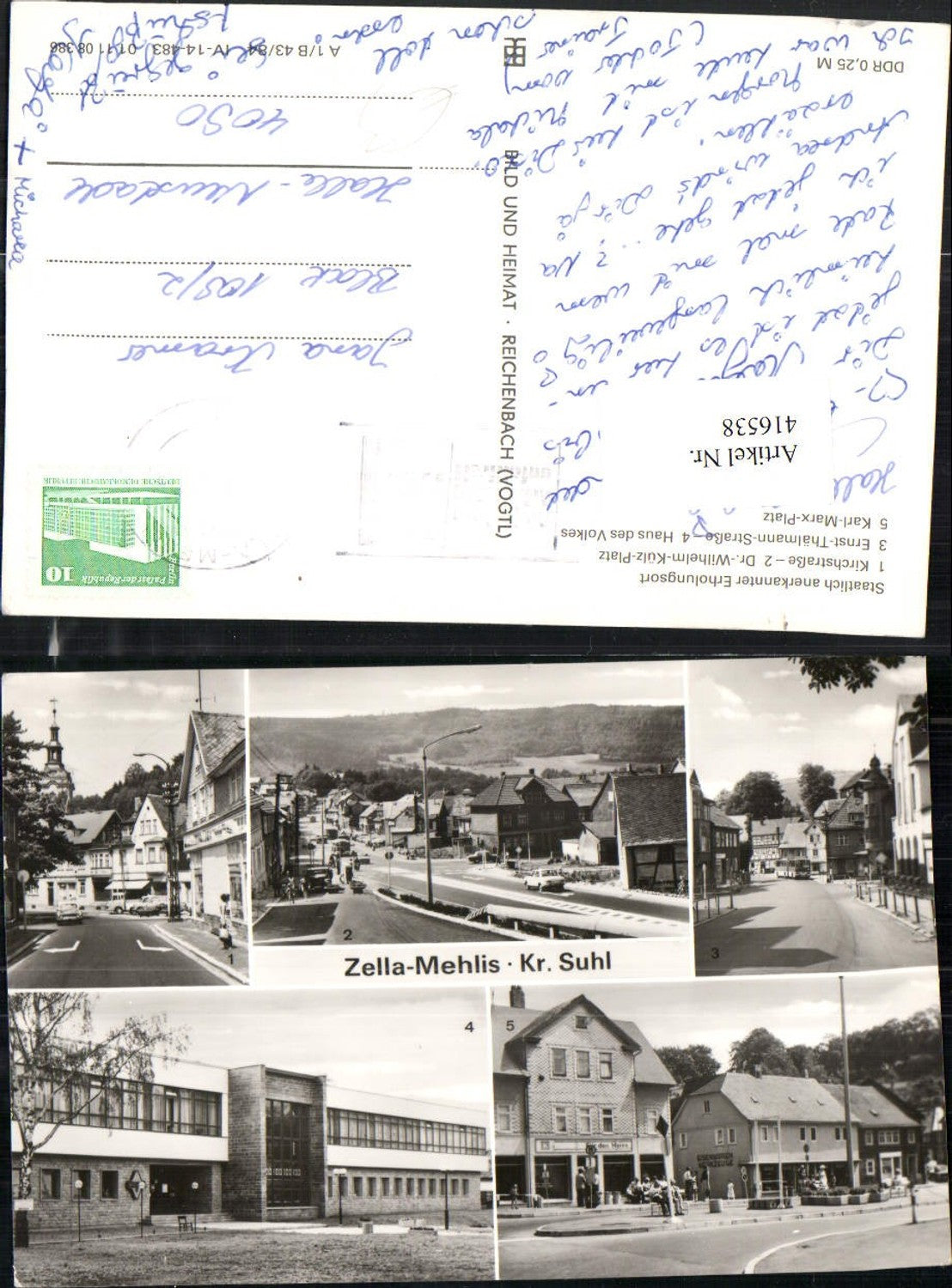 416538,Zella-Mehlis Teilansicht Straßenansichten Gebäude Mehrbildkarte