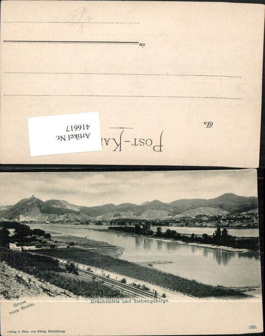416617,Gruß vom Rhein Drachenfels u. Siebengebirge b. Königswinter pub Edmund v. König 185