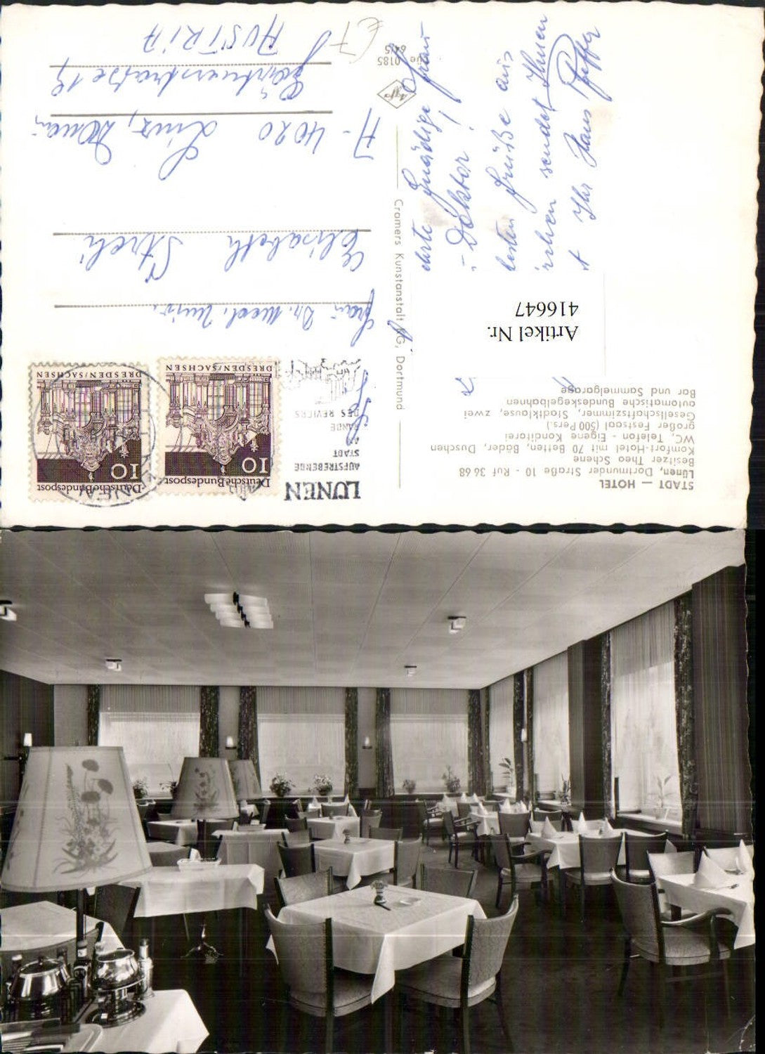 416647,Lünen Stadt-Hotel Speisesaal Innenansicht
