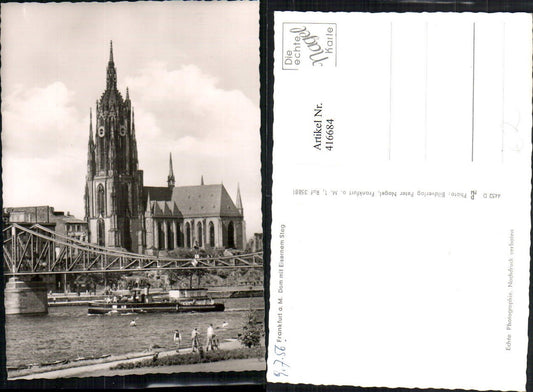 416684,Frankfurt am Main Dom Kirche m. Eisernem Steg Brücke Dampfer