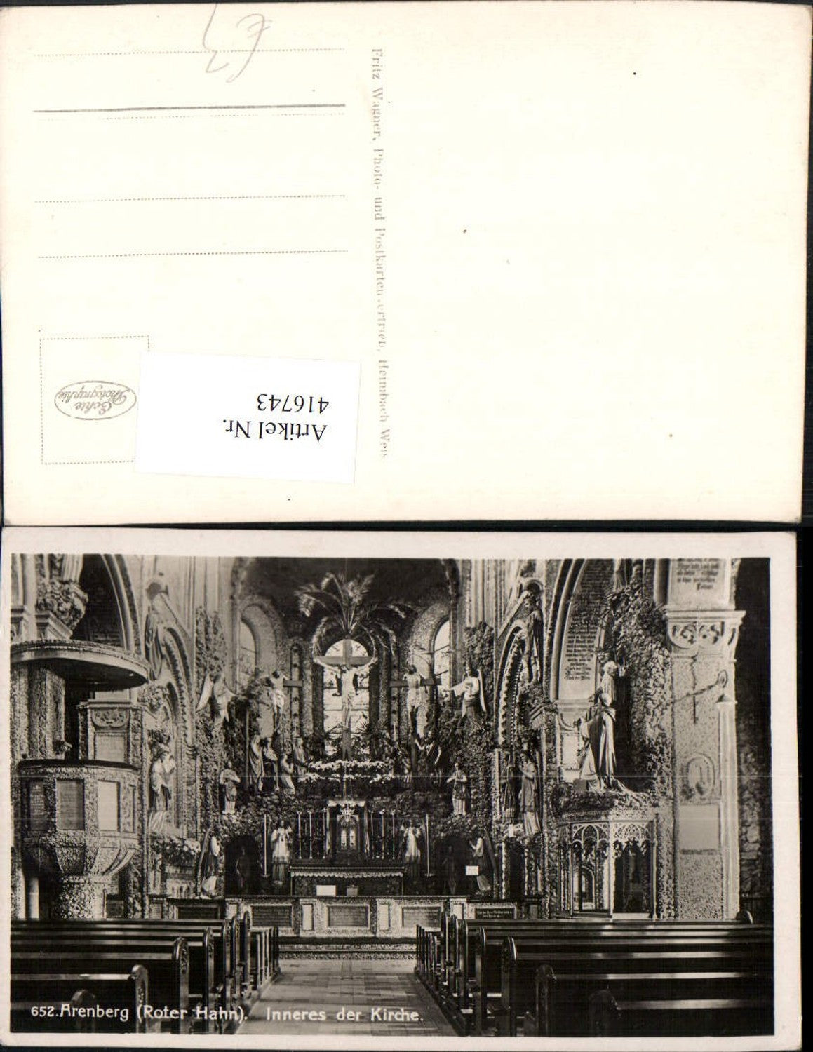 416743,Koblenz Arenberg Roter Hahn Kirche Innenansicht Kanzel