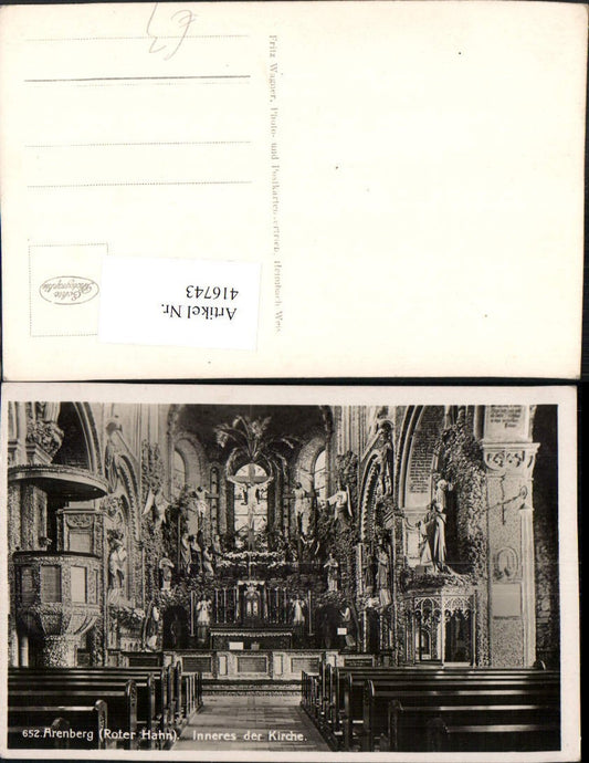 416743,Koblenz Arenberg Roter Hahn Kirche Innenansicht Kanzel