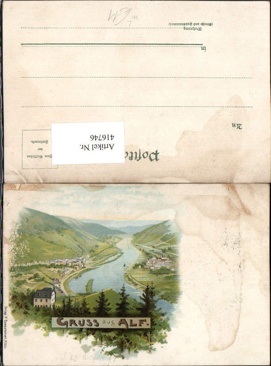 416746,Litho Gruß aus Alf Totale Fluss