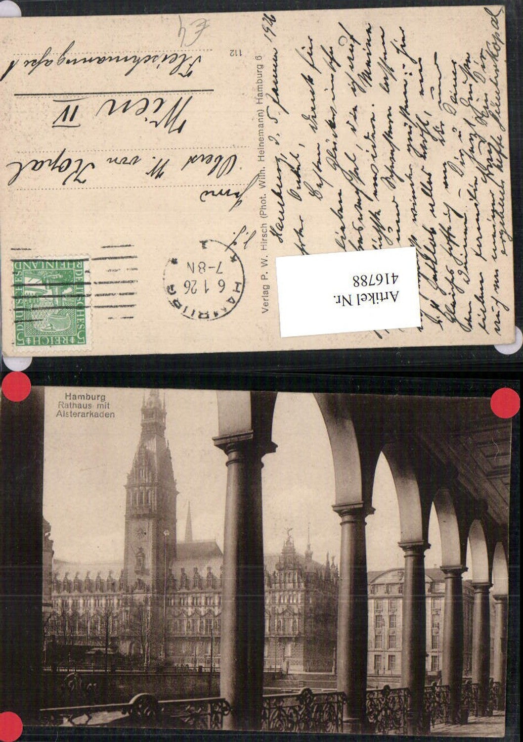 416788,Hamburg Rathaus m. Alsterarkaden Arkaden