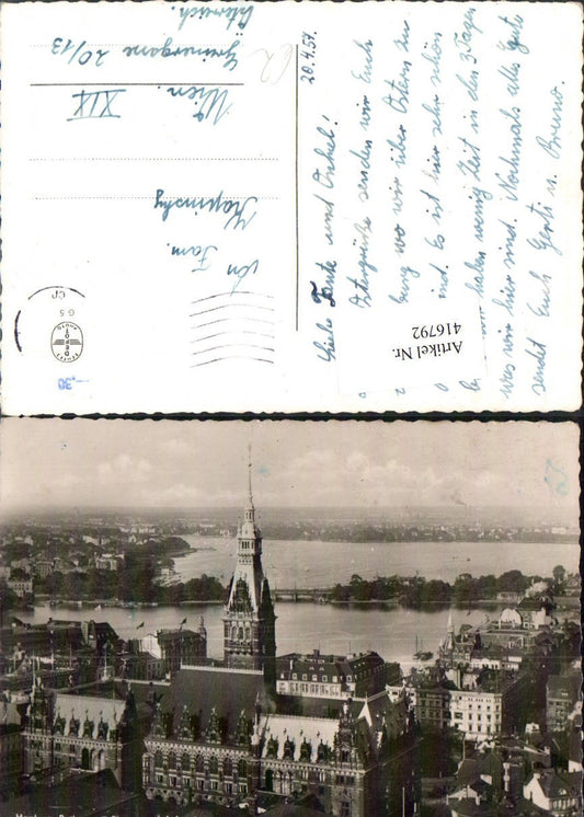 416792,Hamburg Rathaus m. Binnen- und Außenalster