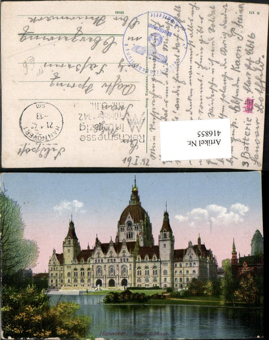 416855,Hannover Rathaus Gebäude Feldpost Flak-Ersatzabteilung 6