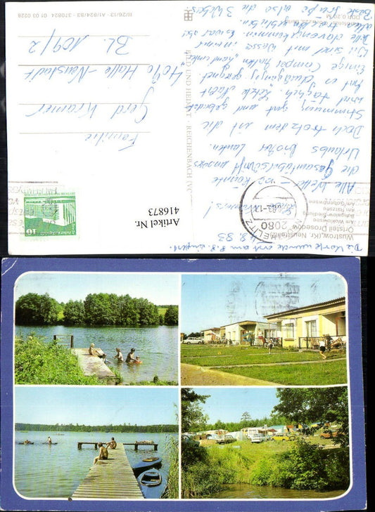416873,Wustrow Drosedow Woklowsee Bungalowsiedlung Steg Mehrbildkarte pub VEB