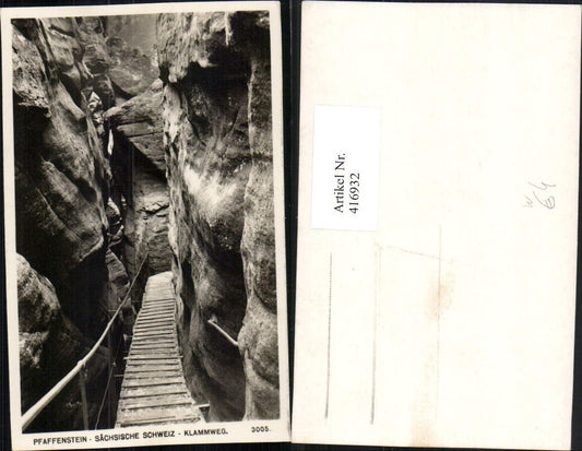 416932,Sächsische Schweiz Pfaffenstein Klammweg Schlucht b. Königstein