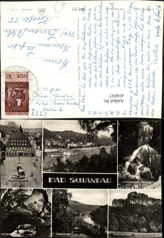 416937,Bad Schandau Totale Kuhstall Wasserfall Emmabank Mehrbildkarte