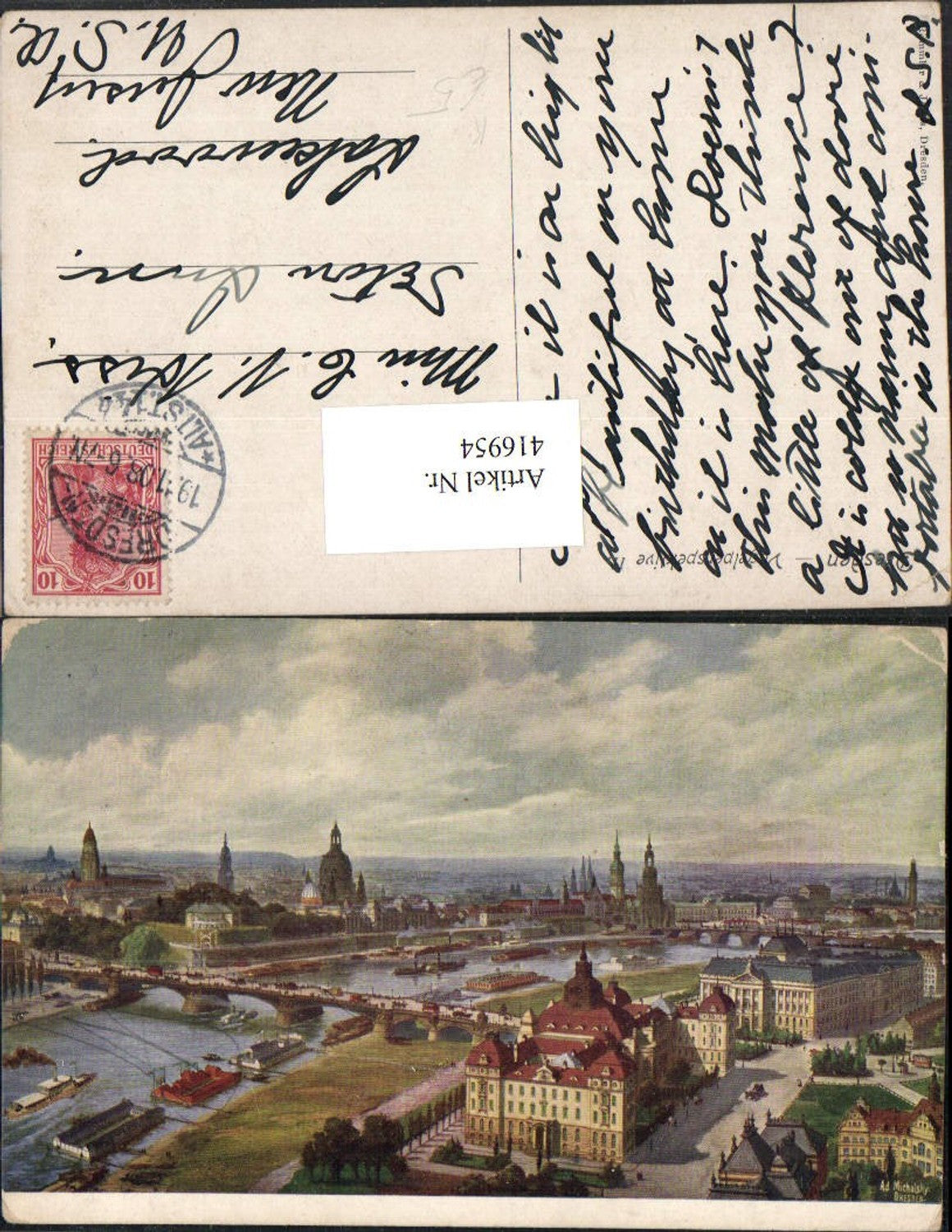 416954,Künstler AK Ad. Michalsky Dresden Teilansicht Brücke
