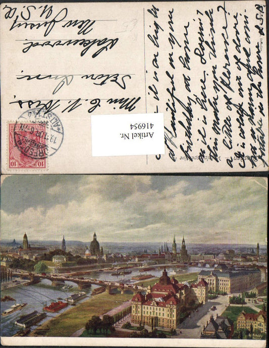416954,Künstler AK Ad. Michalsky Dresden Teilansicht Brücke