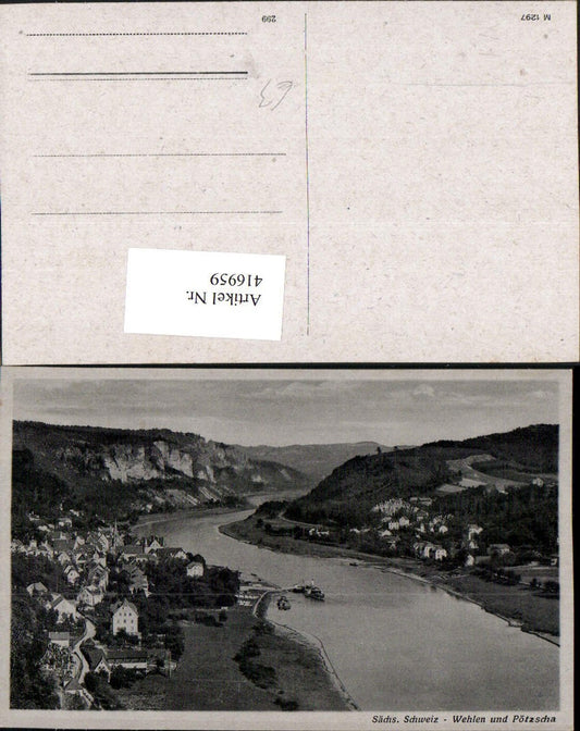 416959,Sächsische Schweiz Wehlen u. Pötzscha Totale Fluss