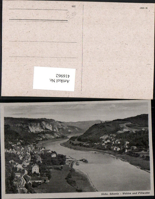 416962,Sächsische Schweiz Wehlen u. Pötzscha Totale Fluss