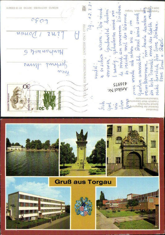 416975,Torgau Strandbad Denkmal d. Begegnung Schloss Hartenfels Mehrbildkarte