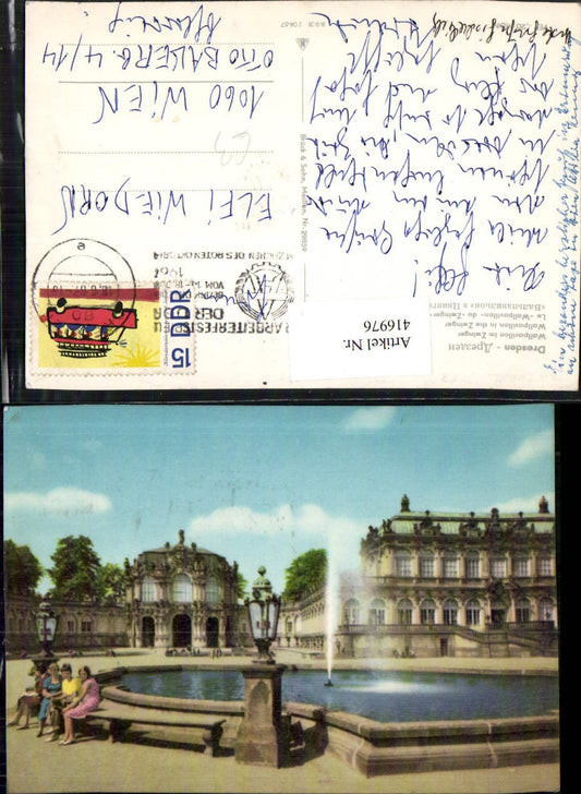 416976,Dresden Wallpavillon im Zwinger Wasserbecken Fontäne