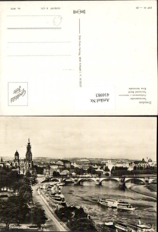 416983,Dresden Teilansicht Terrassenufer Brücke Dampfer Boote