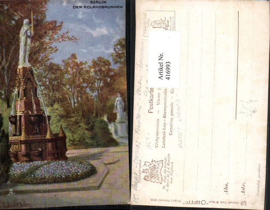 416993,Künstler AK Berlin Rolandbrunnen Brunnen pub Raphael Tuck 161B