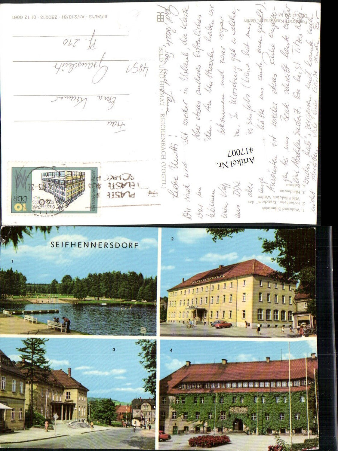 417007,Seifhennersdorf Waldbad Silberteich Ferienheim Filmtheater Rathaus Mehrbildkarte pub VEB