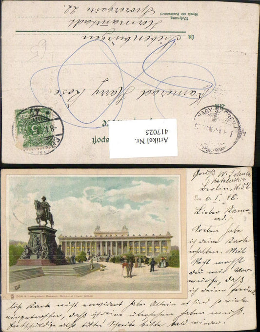 417025,Litho Berlin Lustgarten Museum Denkmal Friedrich Wilhelm III Statue