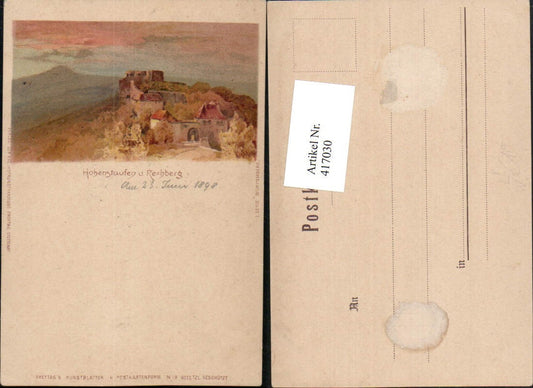 417030,Litho Hohenstaufen Castle and Rechberg near Göppingen, published Friday 18