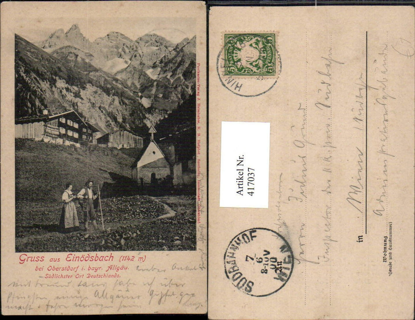 417037,Gruß aus Einödsbach b. Oberstdorf im Allgäu Kapelle Bergkulisse