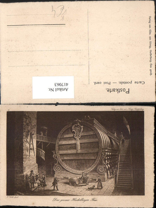 417063, Artist AK F. Veith Heidelberg The Great Barrel pub Edmund v. König
