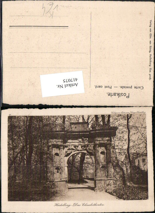 417075, Artist AK Heidelberg Elisabethentor Gate pub Edmund v. König 29
