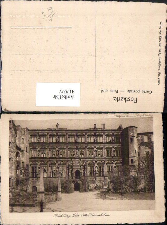 417077, Artist AK Heidelberg Castle Otto Heinrichs Building pub Edmund v. König 18