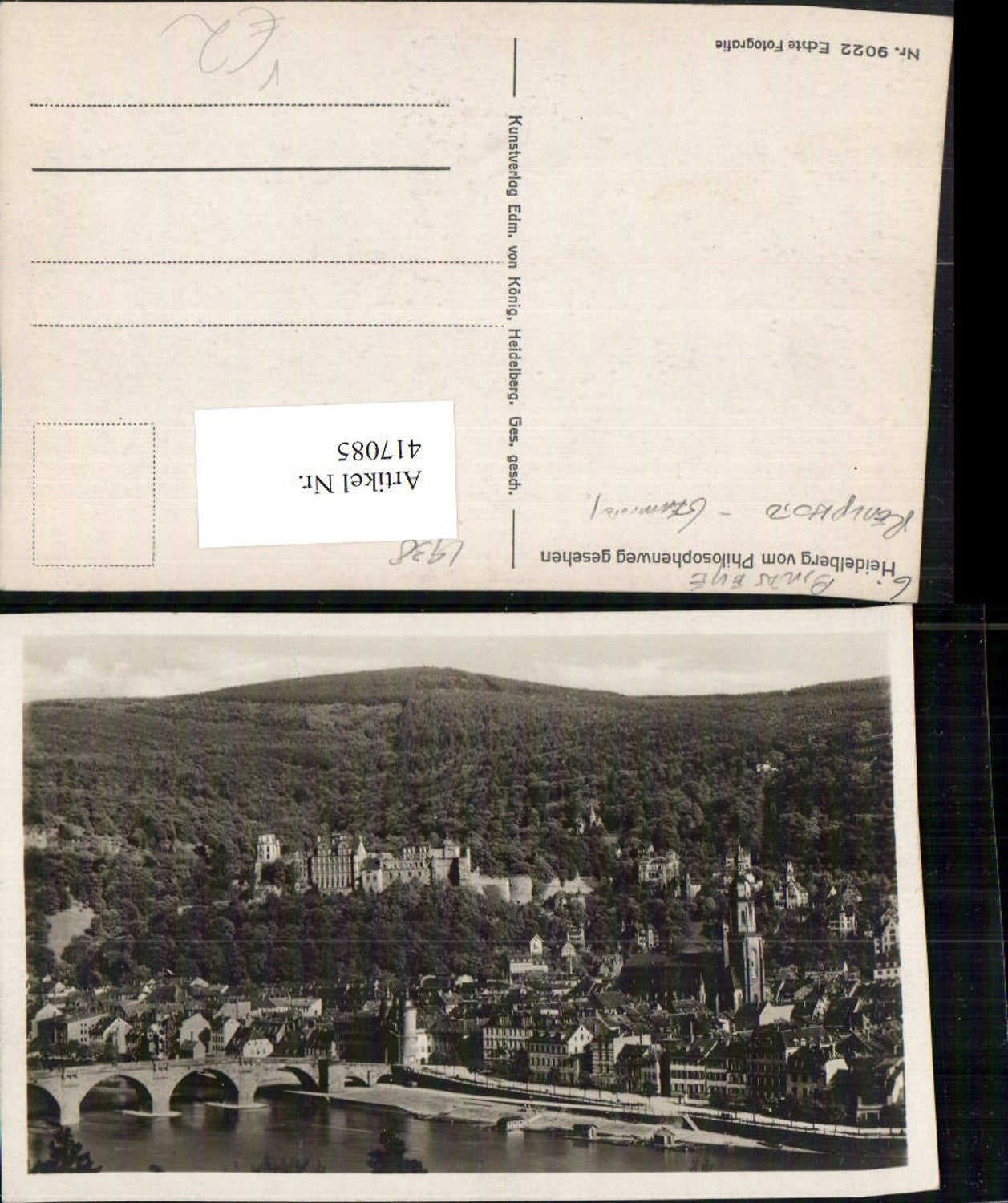417085,Heidelberg Totale m. Schloss vom Philosophenweg pub Edmund v. König 9022