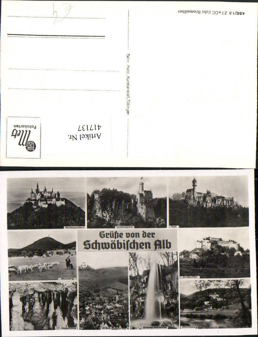 417137, Swabian Alb Urach Total Waterfall Teck Castle Lichtenstein Hohenzollern Multi-view map
