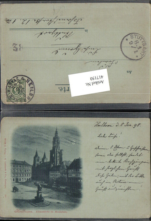417150,Mond Litho Heilbronn Kilianskirche Kirche Denkmal