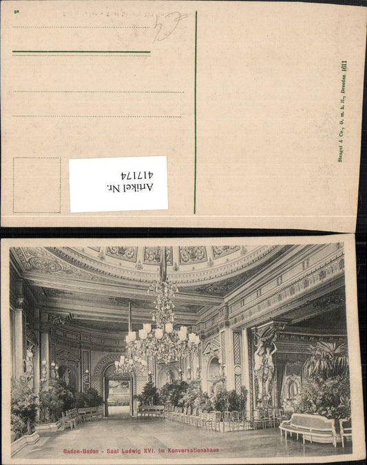 417174, Baden-Baden Konversationshaus Saal Ludwig pub Stengel &amp; Co 1611