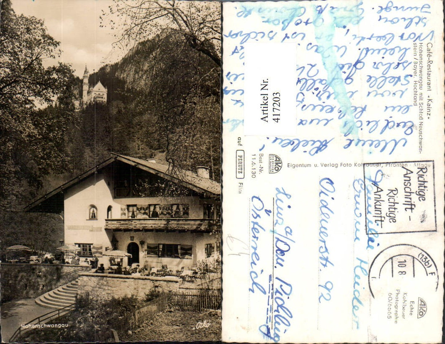 417203,Hohenschwangau Cafe Restaurant Kainz m. Schloss Neuschwanstein b. Füssen