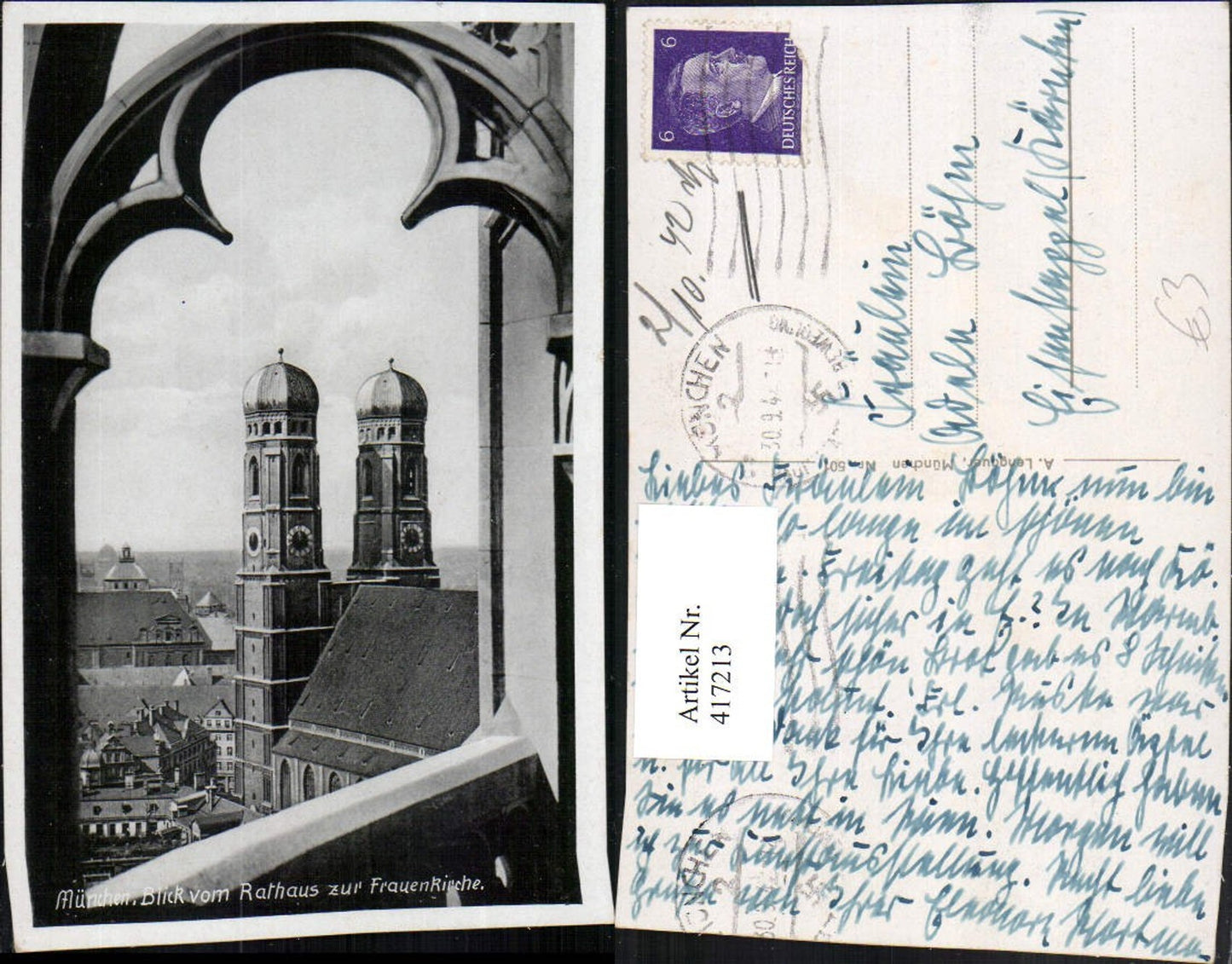 417213,München Blick vom Rathaus zur Frauenkirche Kirche