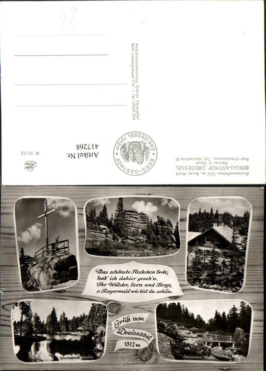 417268,Dreisessel b. Altreichenau Berggasthof Felsen Kreuz Mehrbildkarte