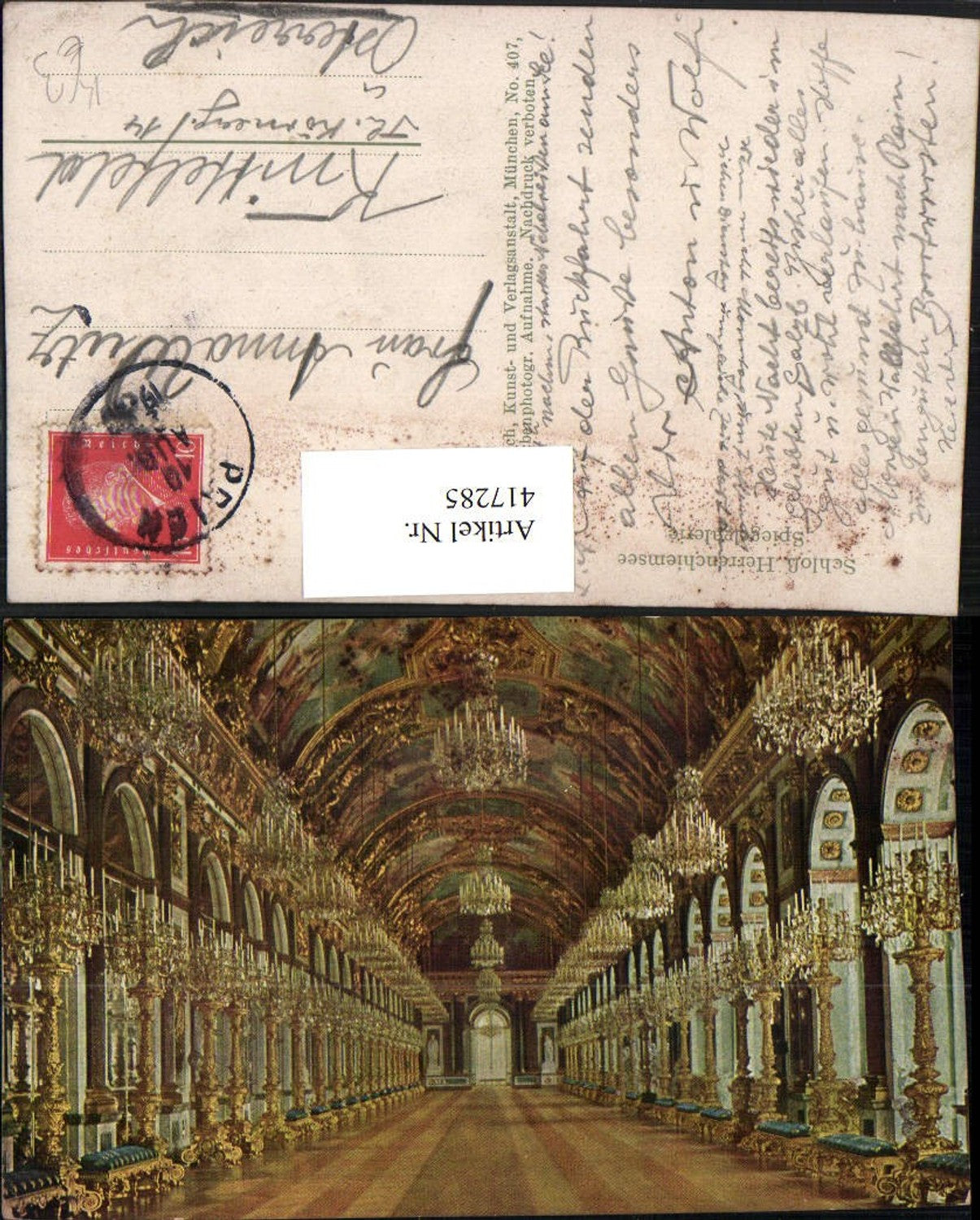 417285, Artist AK Herrenchiemsee Palace Mirror Gallery Interior View